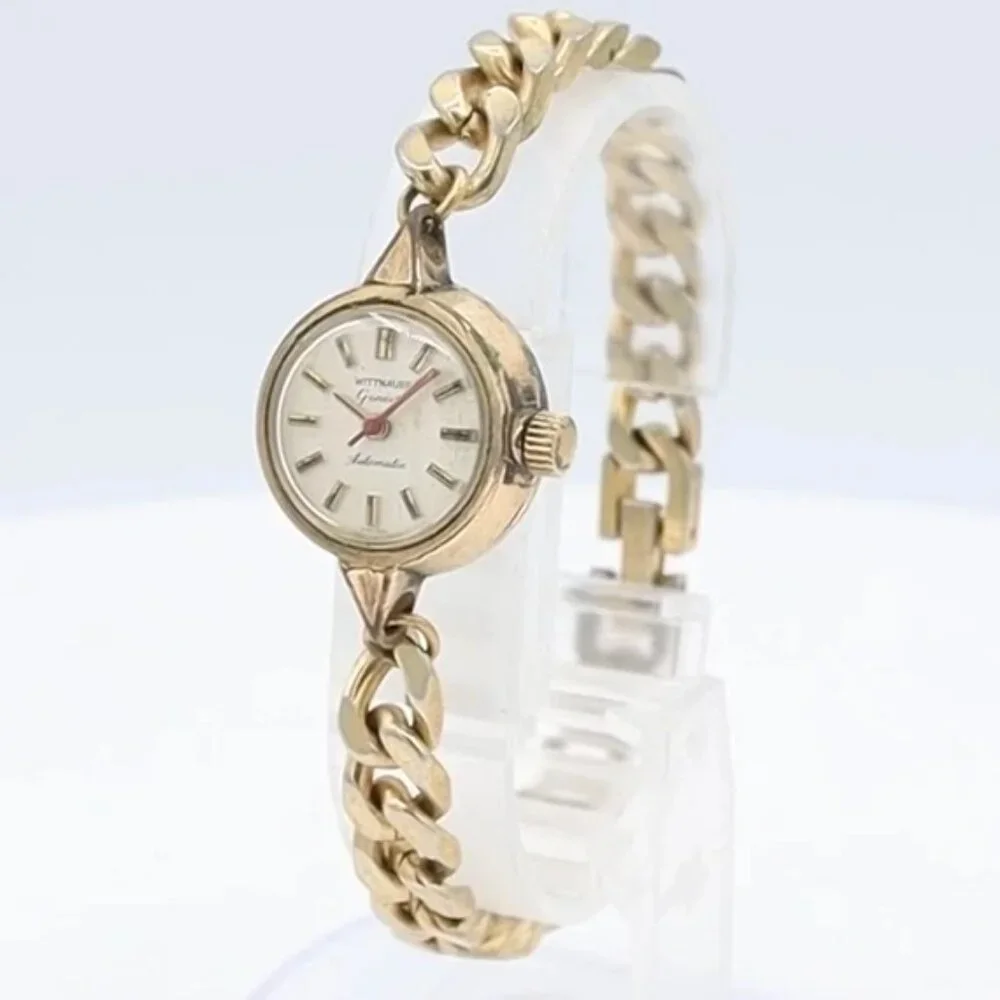Vintage Wittnauer Geneve Cocktail Ladies Automatic Wristwatch 7550 Gold Tone
